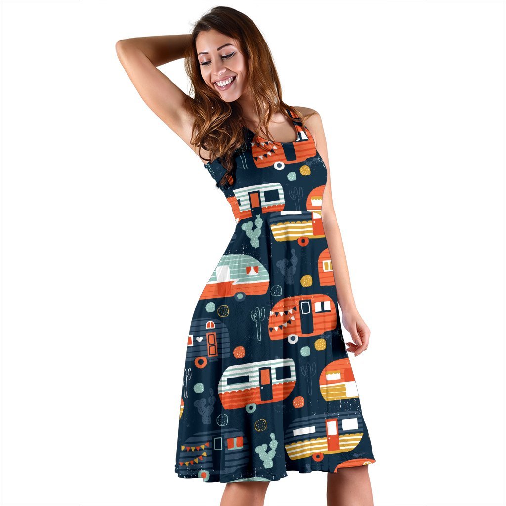 Camper Caravan Print Pattern Sleeveless Dress