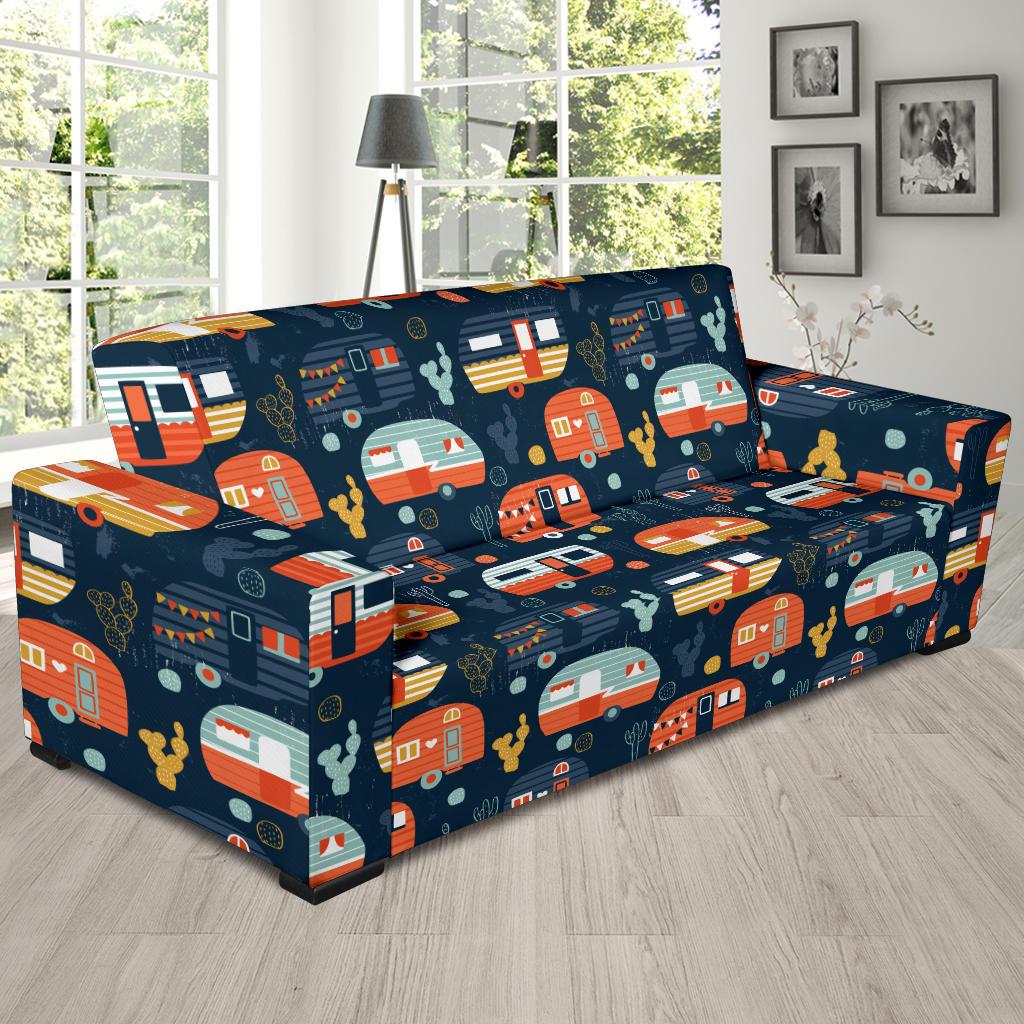 Camper Caravan Print Pattern Sofa Slipcover-JTAMIGO.COM
