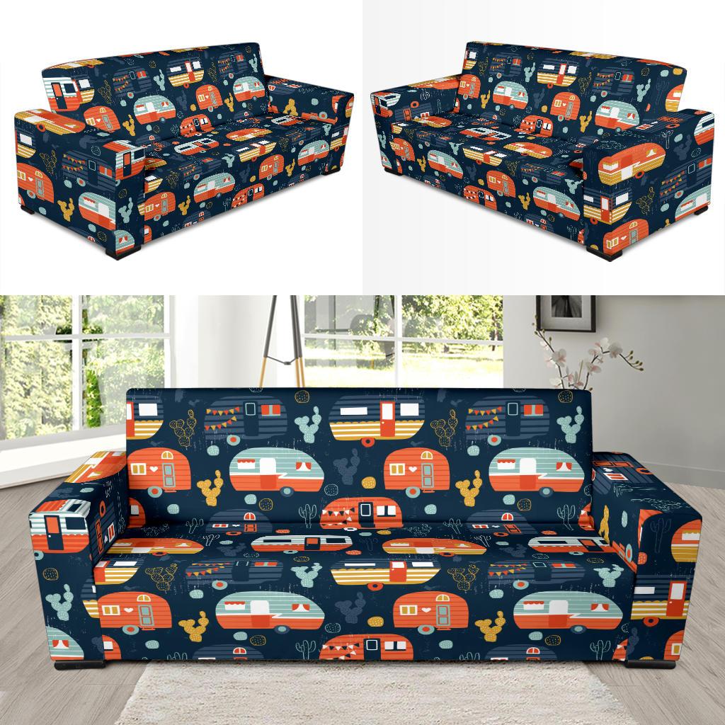 Camper Caravan Print Pattern Sofa Slipcover-JTAMIGO.COM