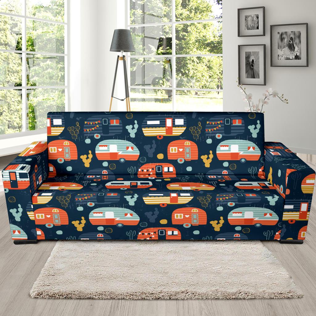 Camper Caravan Print Pattern Sofa Slipcover-JTAMIGO.COM
