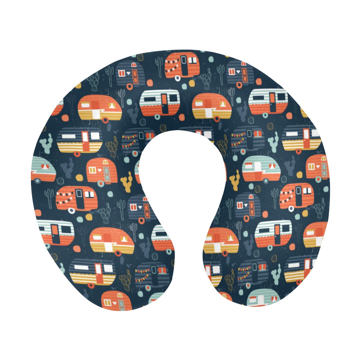 Camper Caravan Print Pattern U-Shaped Travel Neck Pillow-JTAMIGO.COM