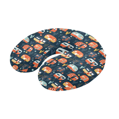 Camper Caravan Print Pattern U-Shaped Travel Neck Pillow-JTAMIGO.COM