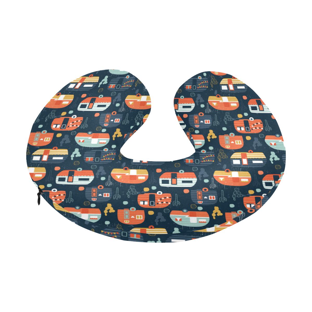 Camper Caravan Print Pattern U-Shaped Travel Neck Pillow-JTAMIGO.COM
