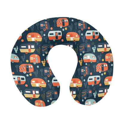 Camper Caravan Print Pattern U-Shaped Travel Neck Pillow-JTAMIGO.COM