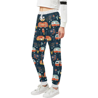 Camper Caravan Print Pattern Unisex Casual Sweatpants (Model L11)-JTAMIGO.COM
