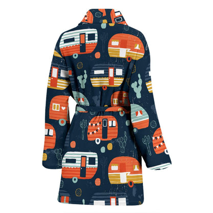 Camper Caravan Print Pattern Women Bath Robe-JTAMIGO.COM