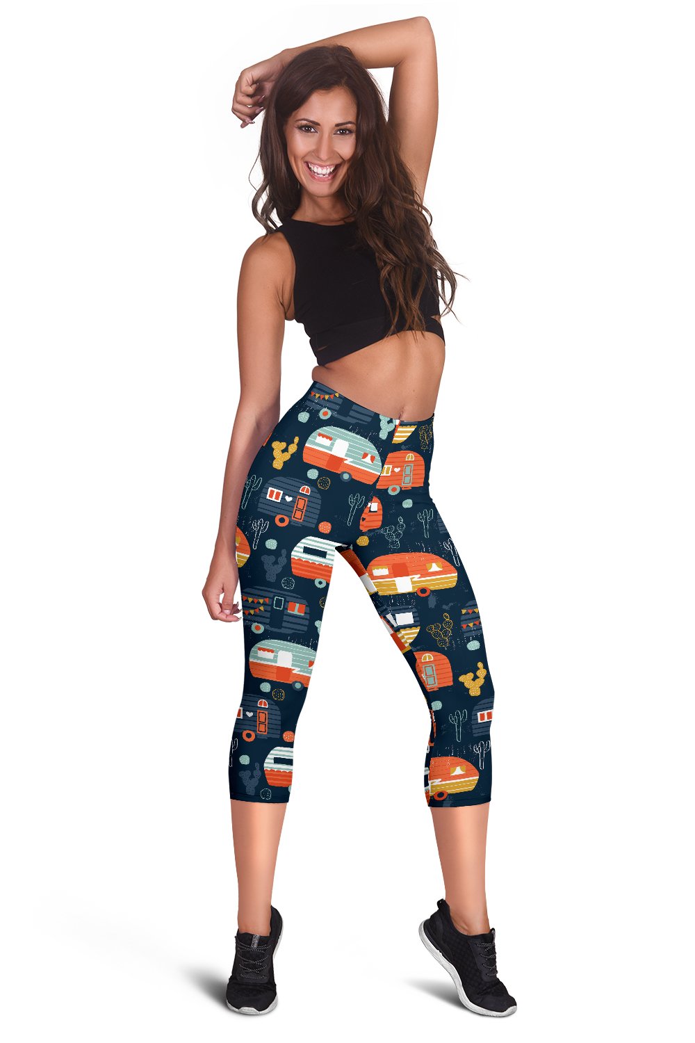 Camper Caravan Print Pattern Women Capris