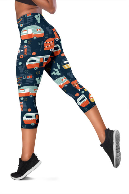 Camper Caravan Print Pattern Women Capris
