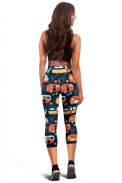 Camper Caravan Print Pattern Women Capris