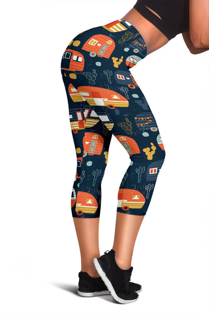 Camper Caravan Print Pattern Women Capris