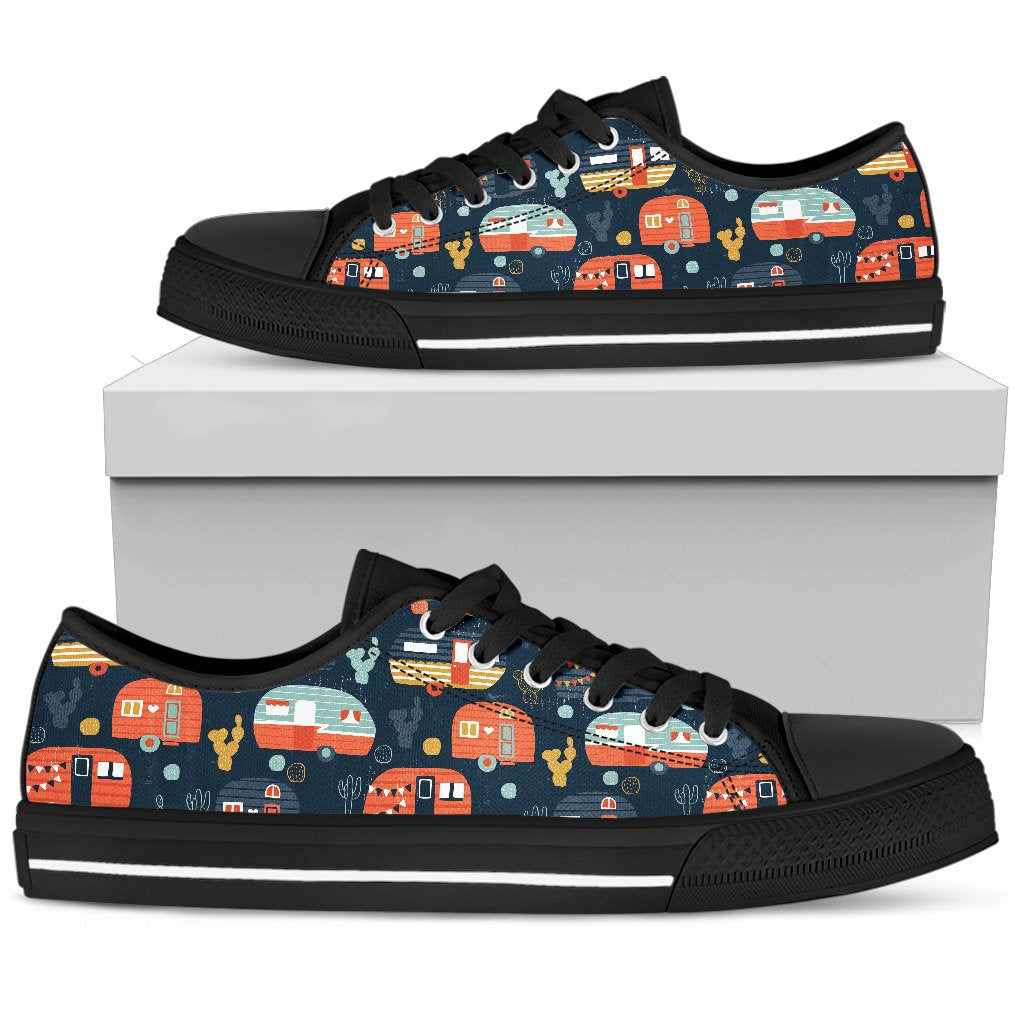 Camper Caravan Print Pattern Women Low Top Shoes