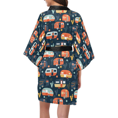 Camper Caravan Print Pattern Women Short Kimono Robe