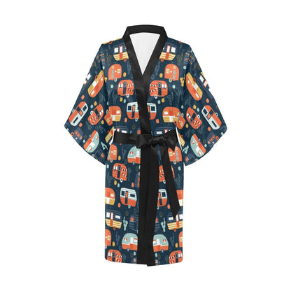 Camper Caravan Print Pattern Women Short Kimono Robe