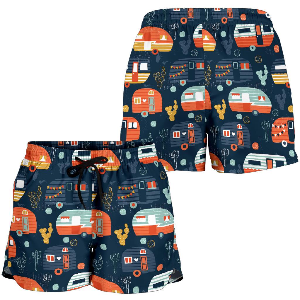 Camper Caravan Print Pattern Women Shorts-JTAMIGO.COM