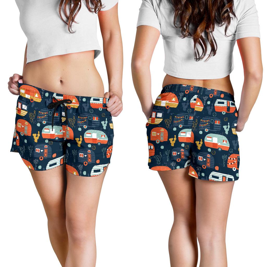 Camper Caravan Print Pattern Women Shorts-JTAMIGO.COM