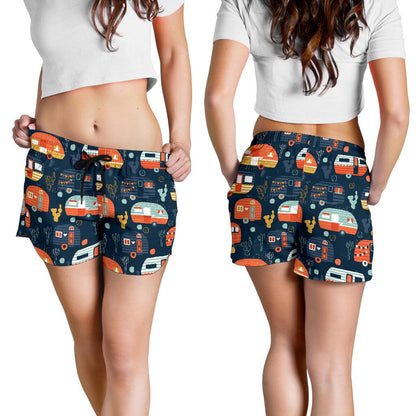 Camper Caravan Print Pattern Women Shorts-JTAMIGO.COM
