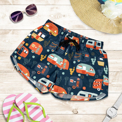 Camper Caravan Print Pattern Women Shorts-JTAMIGO.COM