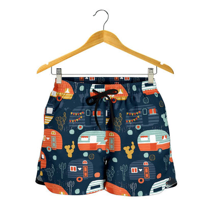 Camper Caravan Print Pattern Women Shorts-JTAMIGO.COM