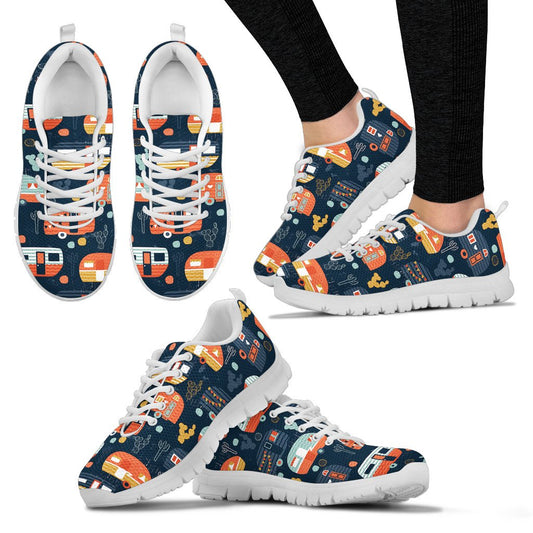 Camper Caravan Print Pattern Women Sneakers Shoes