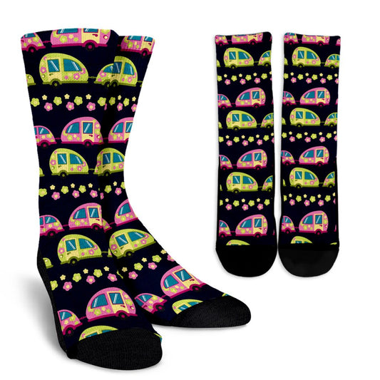 Camper Cute Camping Design No 3 Print Crew Socks