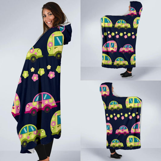 Camper Cute Camping Design No 3 Print Hooded Blanket-JTAMIGO.COM