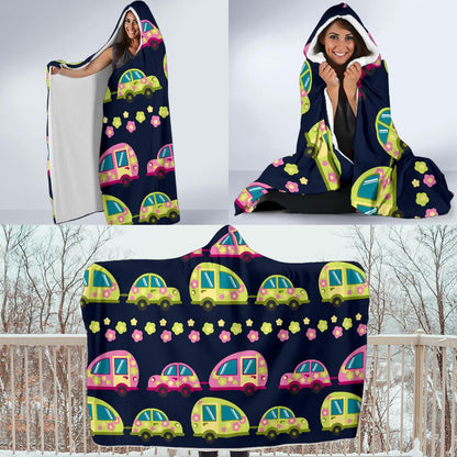 Camper Cute Camping Design No 3 Print Hooded Blanket-JTAMIGO.COM