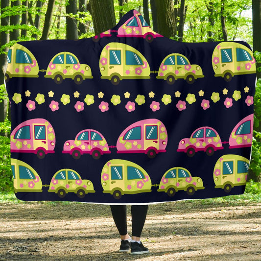 Camper Cute Camping Design No 3 Print Hooded Blanket-JTAMIGO.COM