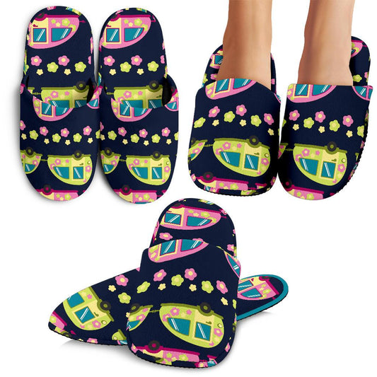 Camper Cute Camping Design No 3 Print House Slippers