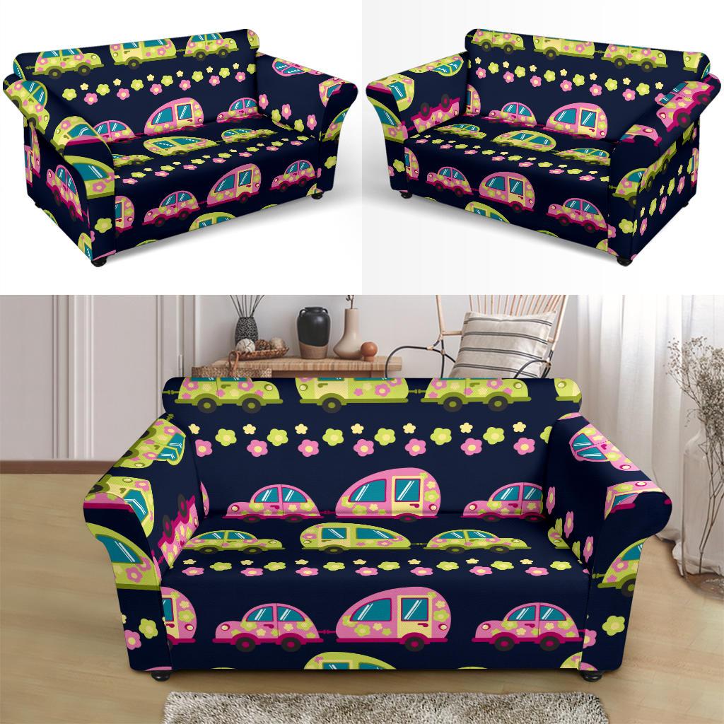 Camper Cute Camping Design No 3 Print Loveseat Slipcover-JTAMIGO.COM