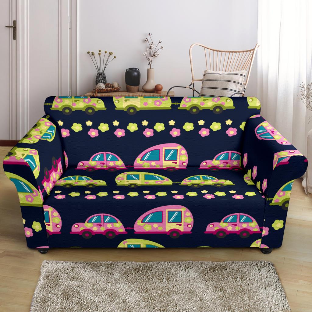 Camper Cute Camping Design No 3 Print Loveseat Slipcover-JTAMIGO.COM