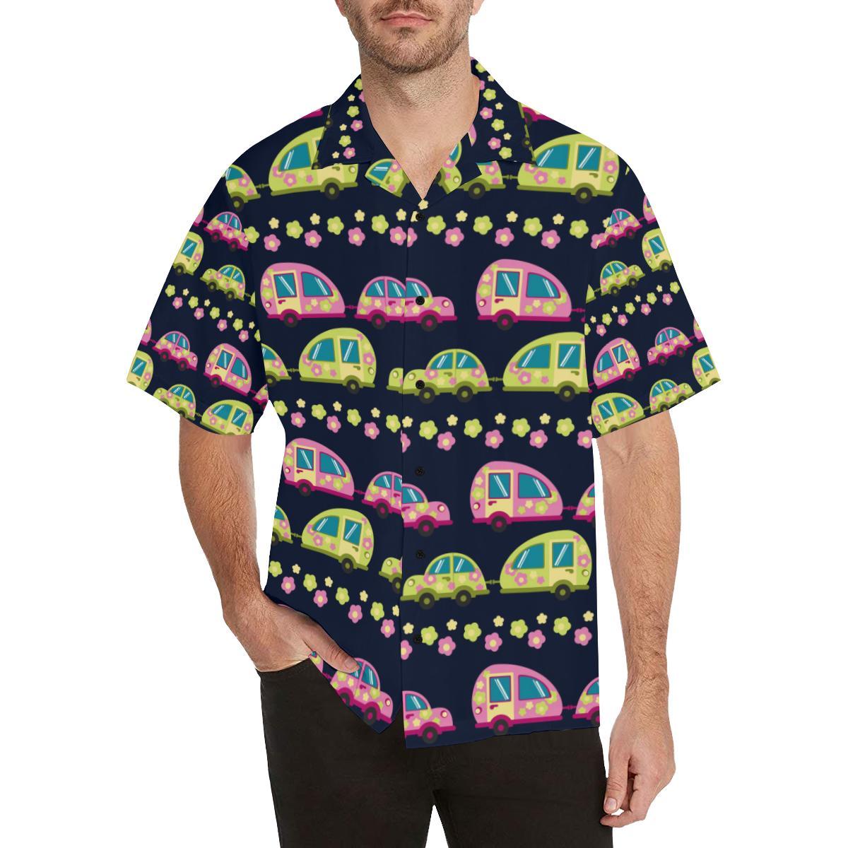 Camper Cute Camping Design No 3 Print Men Aloha Hawaiian Shirt