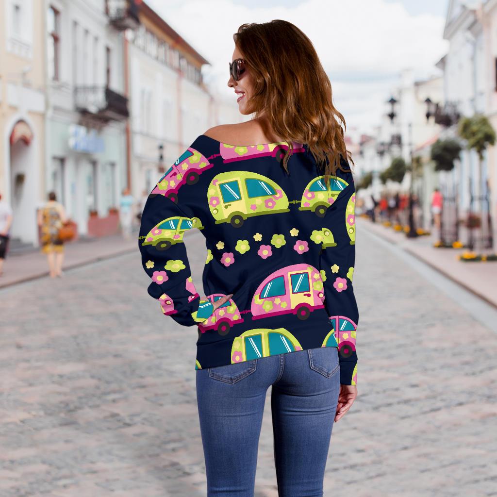 Camper Cute Camping Design No 3 Print Off Shoulder Sweatshirt