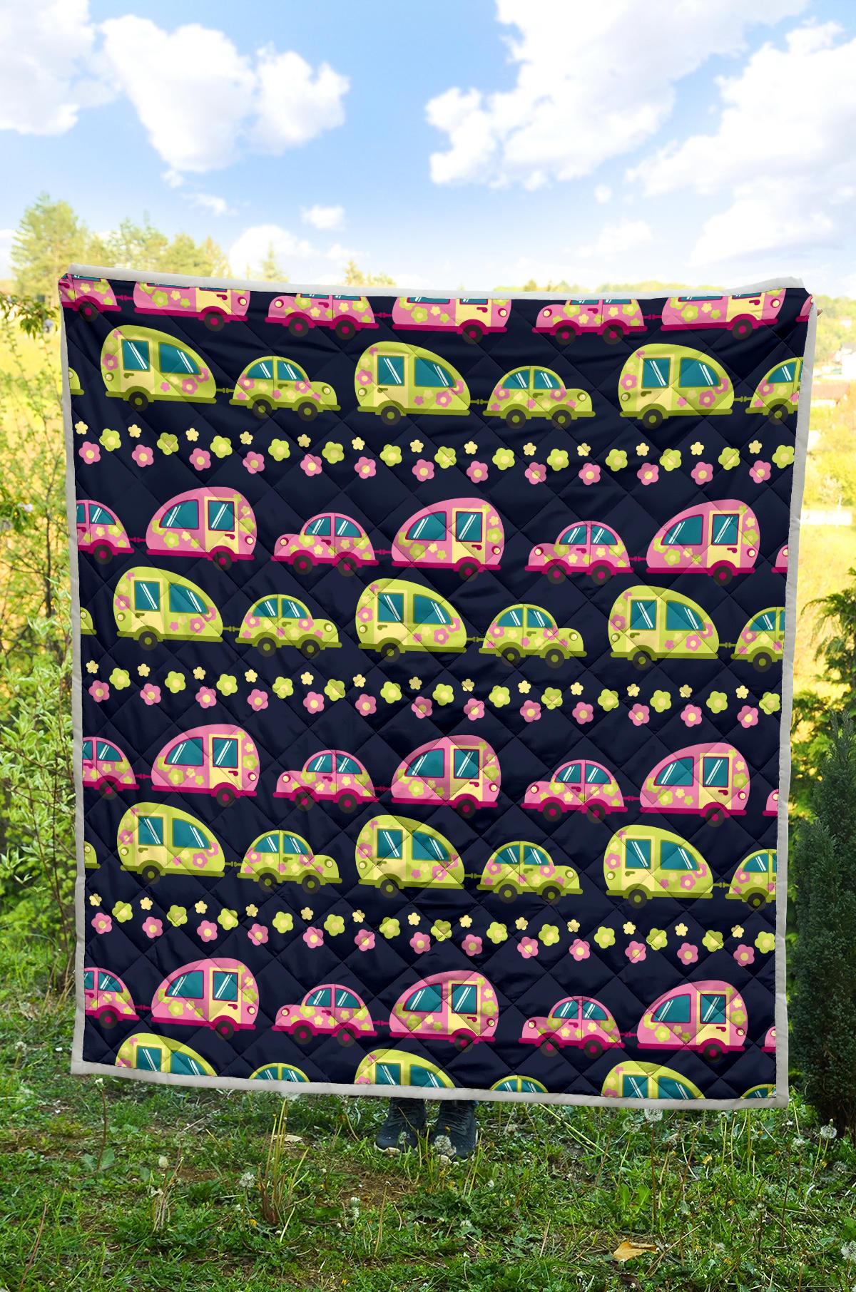 Camper Cute Camping Design No 3 Print Premium Quilt-JTAMIGO.COM