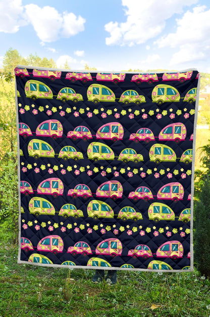 Camper Cute Camping Design No 3 Print Premium Quilt-JTAMIGO.COM
