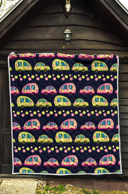 Camper Cute Camping Design No 3 Print Premium Quilt-JTAMIGO.COM
