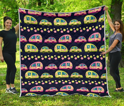 Camper Cute Camping Design No 3 Print Premium Quilt-JTAMIGO.COM