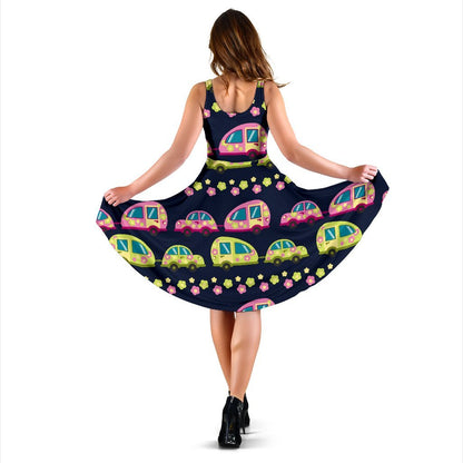 Camper Cute Camping Design No 3 Print Sleeveless Dress
