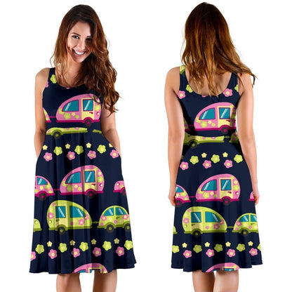 Camper Cute Camping Design No 3 Print Sleeveless Dress