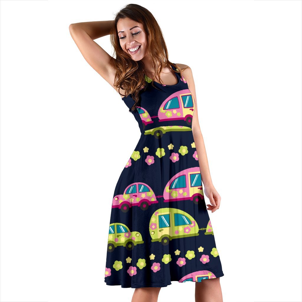 Camper Cute Camping Design No 3 Print Sleeveless Dress