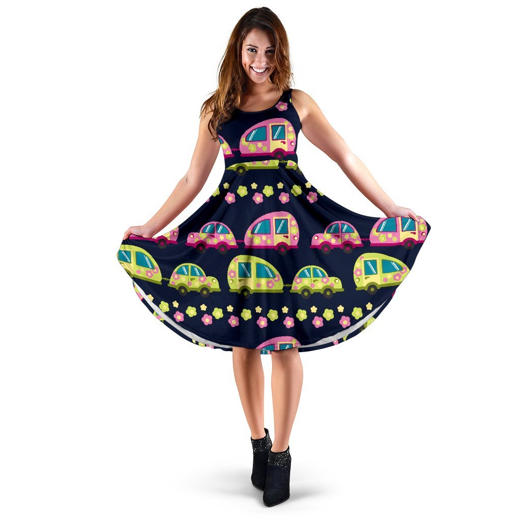 Camper Cute Camping Design No 3 Print Sleeveless Dress
