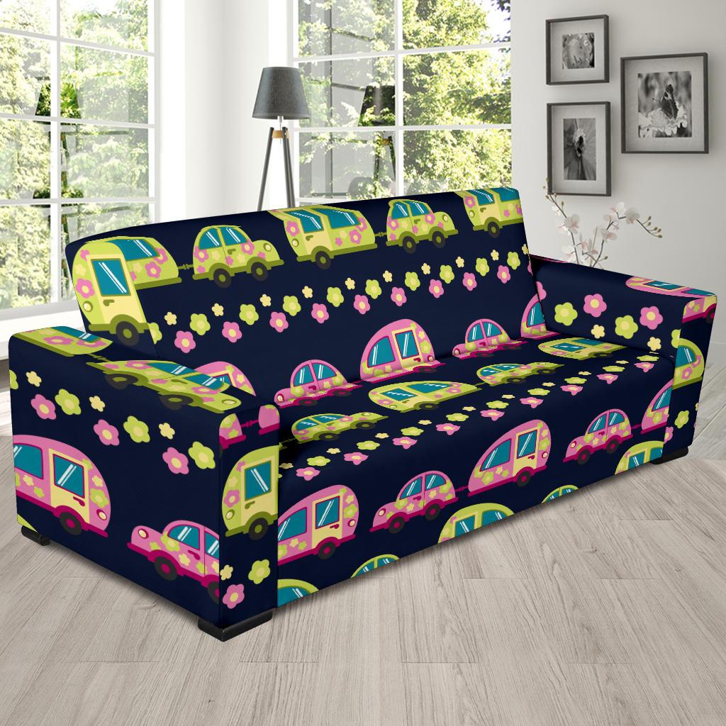 Camper Cute Camping Design No 3 Print Sofa Slipcover-JTAMIGO.COM