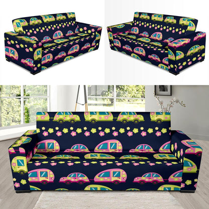 Camper Cute Camping Design No 3 Print Sofa Slipcover-JTAMIGO.COM