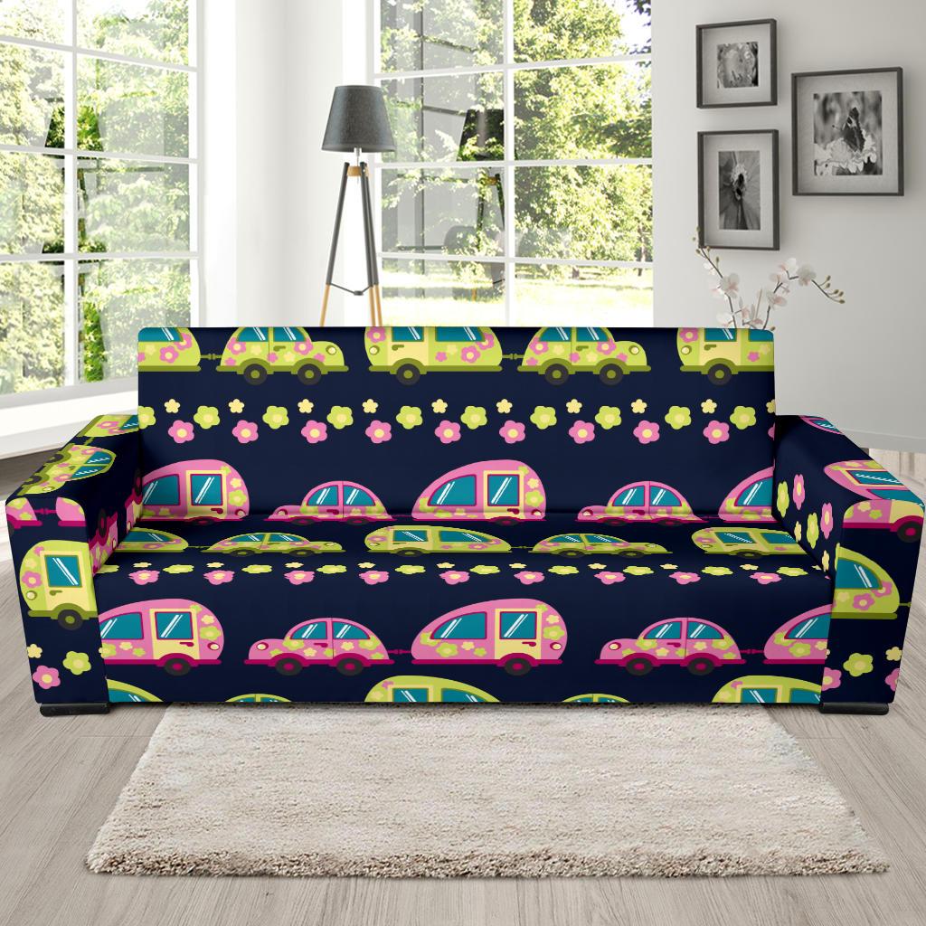 Camper Cute Camping Design No 3 Print Sofa Slipcover-JTAMIGO.COM