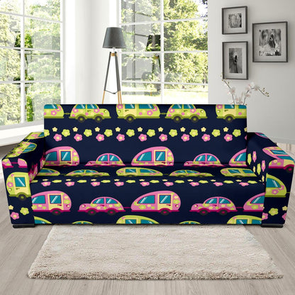 Camper Cute Camping Design No 3 Print Sofa Slipcover-JTAMIGO.COM