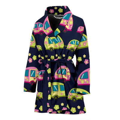 Camper Cute Camping Design No 3 Print Women Bath Robe-JTAMIGO.COM