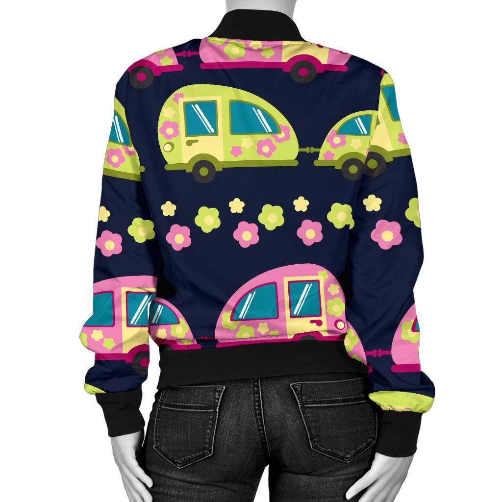 Camper Cute Camping Design No 3 Print Women Casual Bomber Jacket