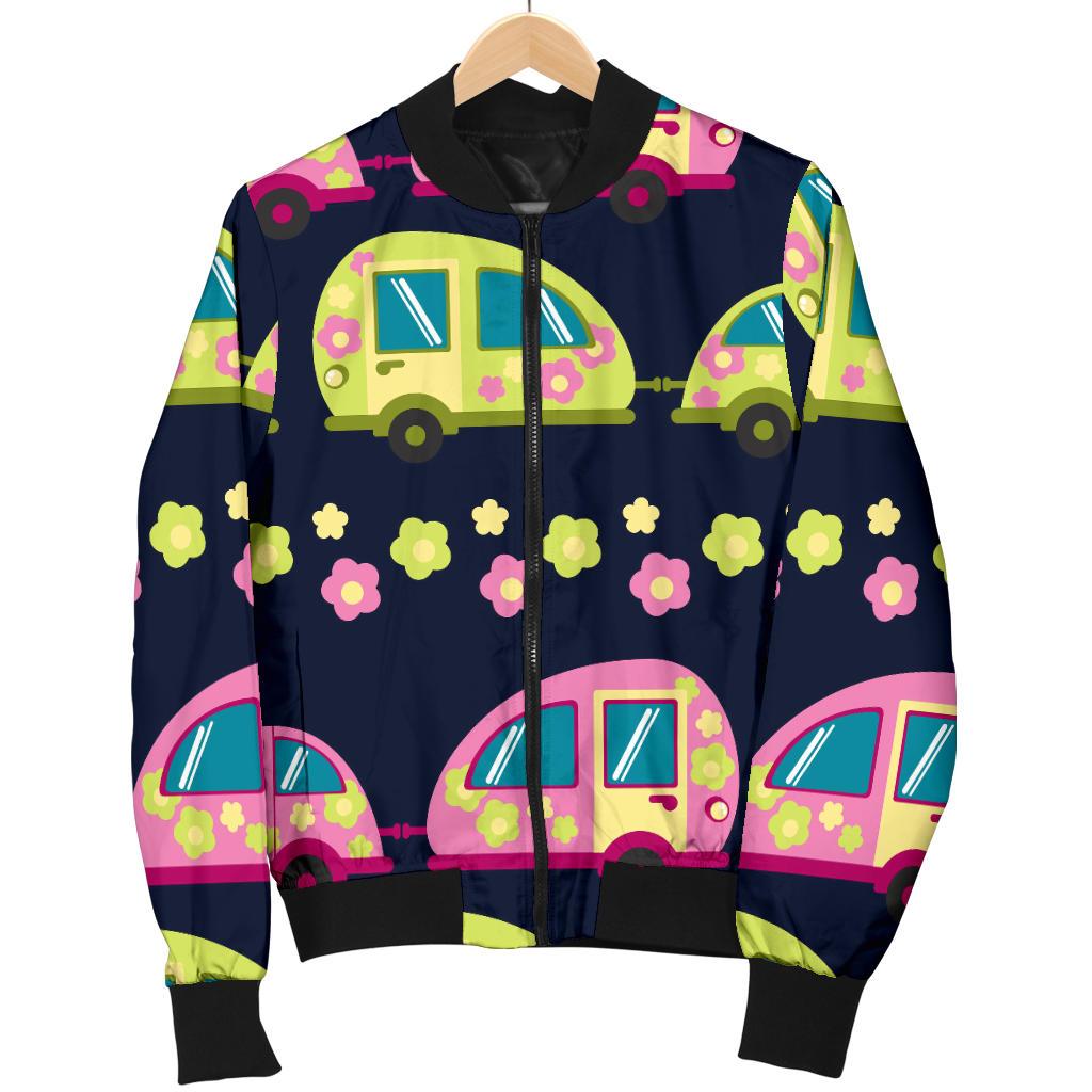 Camper Cute Camping Design No 3 Print Women Casual Bomber Jacket
