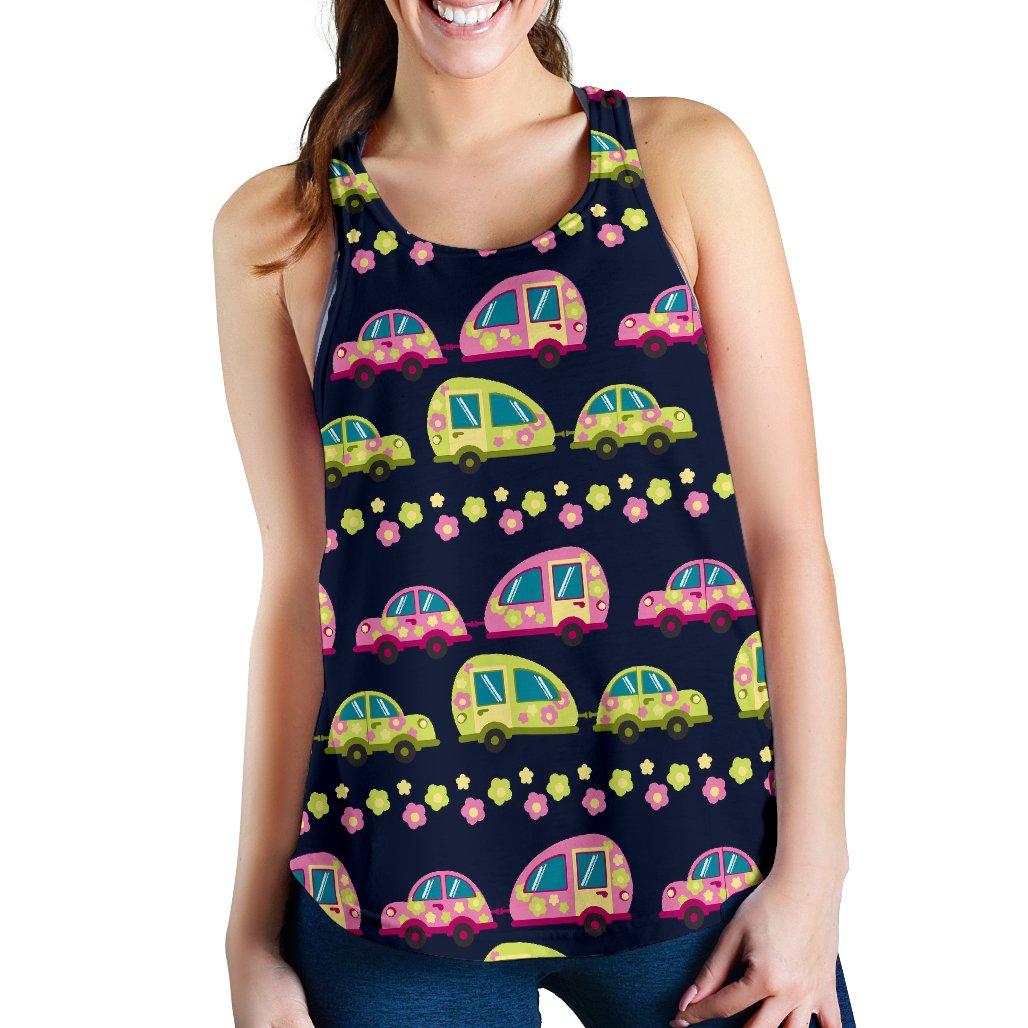 Camper Cute Camping Design No 3 Print Women Racerback Tank Top