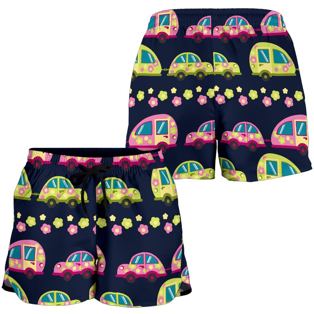 Camper Cute Camping Design No 3 Print Women Shorts-JTAMIGO.COM