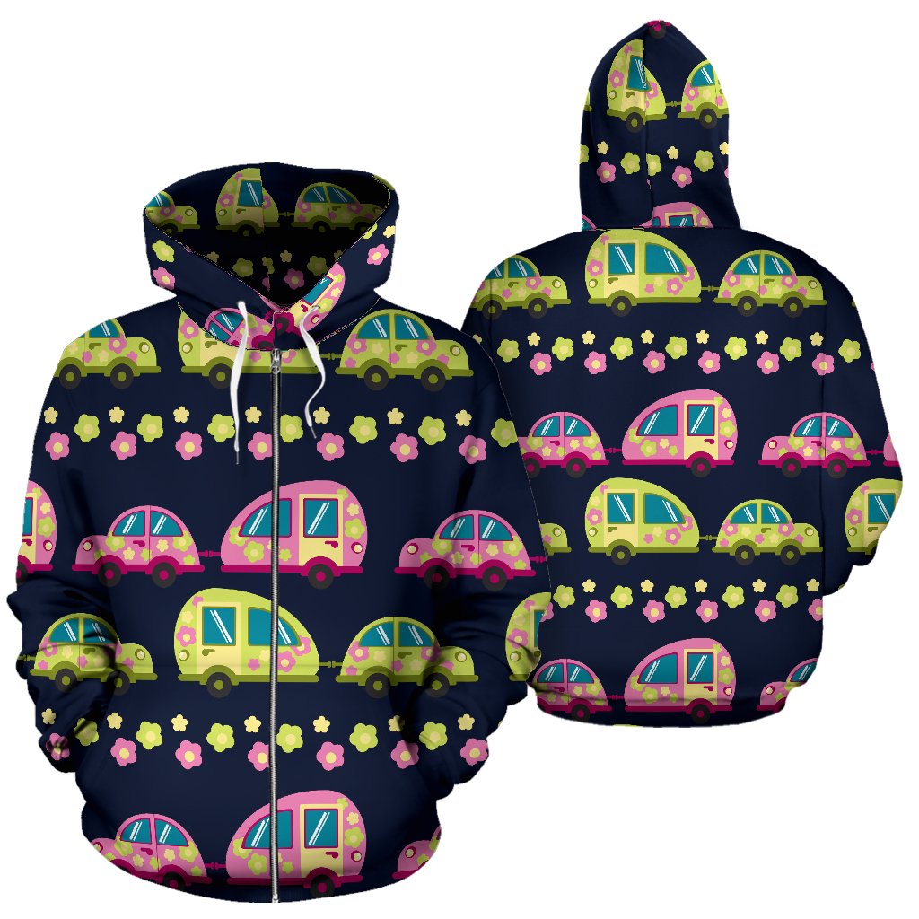 Camper Cute Camping Design No 3 Print Zip Up Hoodie
